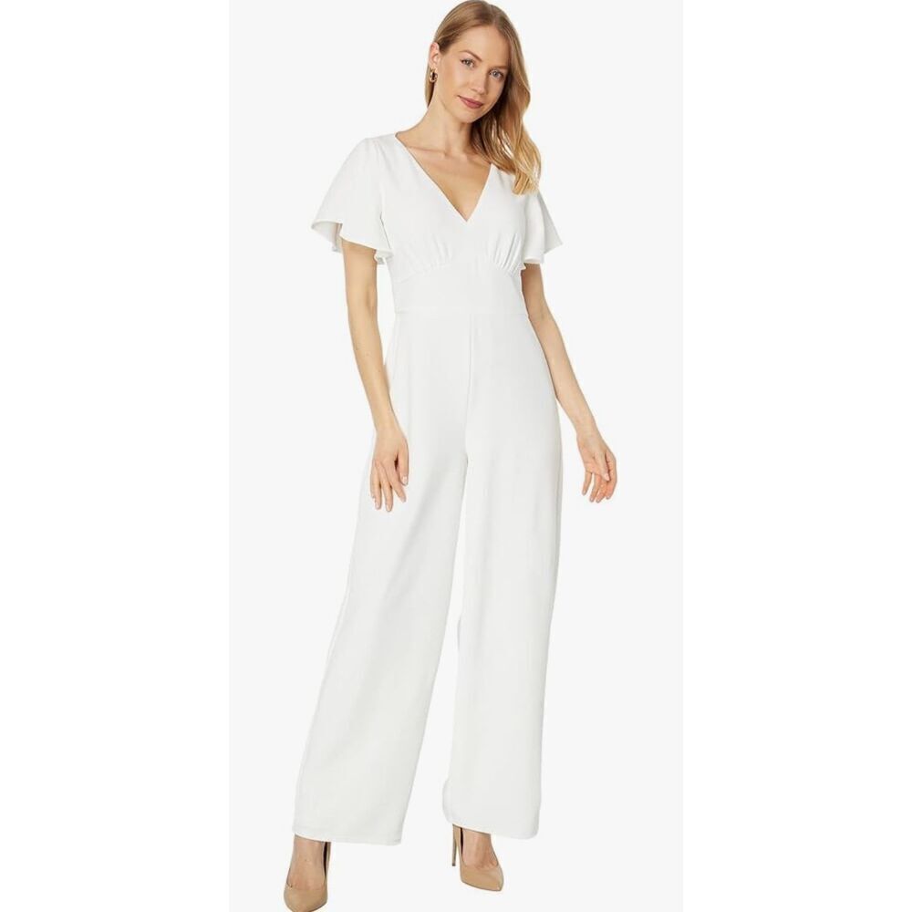 Maggy London womens Short Sleeve V-neck Jumpsuit Workwear -20W